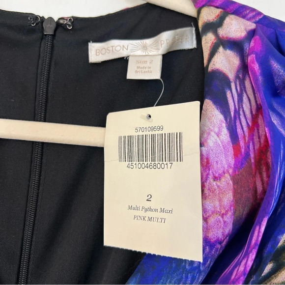 Boston Proper Wrap Front Python Print Maxi Dress Pink Multi 2 Bold Statement NWT - Picture 5 of 7